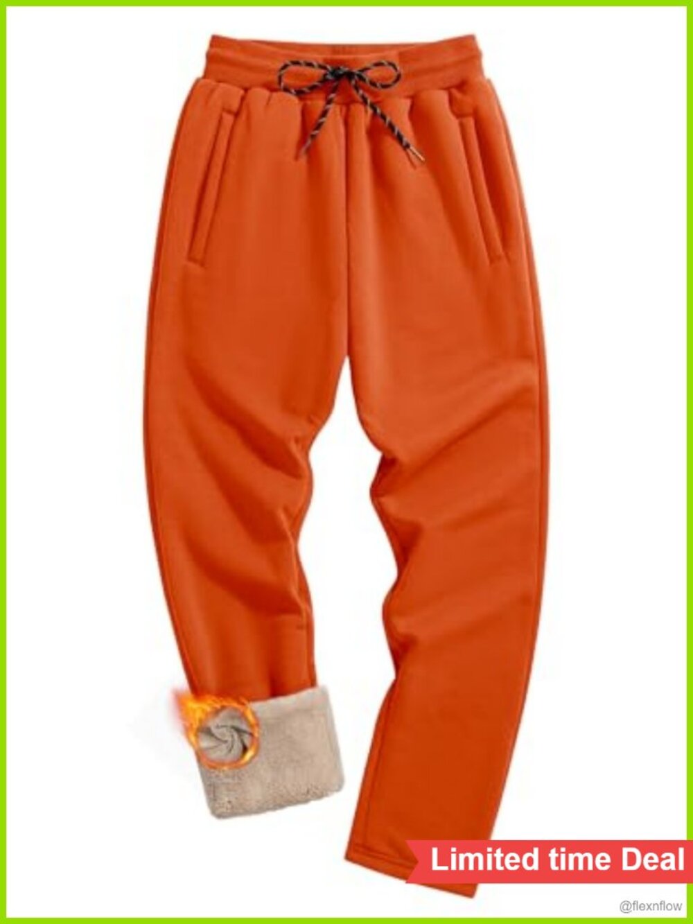 Fleece Sherpa Lined Sweatpants Winter Thermal Jogger Drawstring Pockets Men
